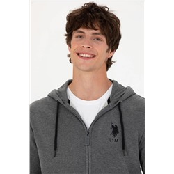 Erkek Antrasit Melanj Kapüşonlu Örme Hırka