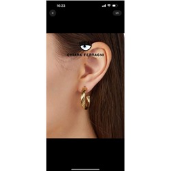 Винтажные витые женские серьги-кольца Chiar*a Ferragn*i, покрытые 18K золотом (гальваническое покрытие)