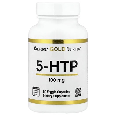 California Gold Nutrition, 5-HTP, 100 mg, 60 Veggie Capsules