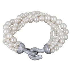 Браслет Течение (Майорка белая 4-6мм, фианит; покрытие родий) 20см, Есть комплект