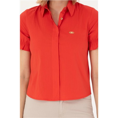 Kadın Kırmızı Kısa Kollu Gömlek
