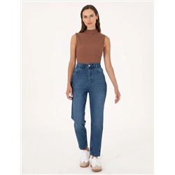 Açık Mavi Mom High Waist Fit Jean Pantolon