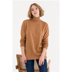 Kadın Camel Balıkçı Yaka Kazak