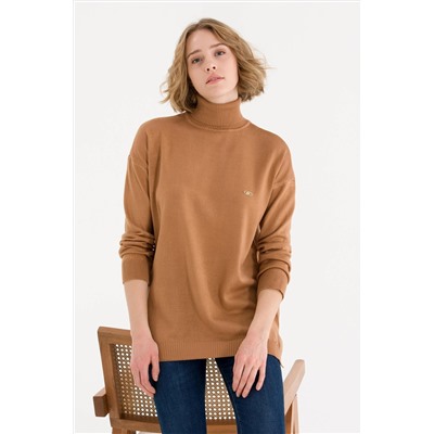 Kadın Camel Balıkçı Yaka Kazak