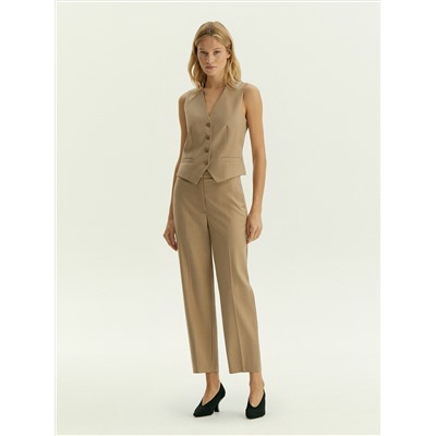 Однобортный жилет из костюмной шерсти, GL094/ant