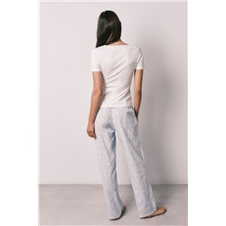 Pijama largo algodón manga corta marfil