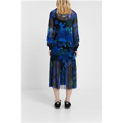 Vestido midi de gasa con camuflaje floral