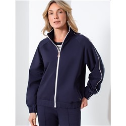 Свободный бомбер с лампасами на молнии из петельчатого футера двухнитки с эластаном