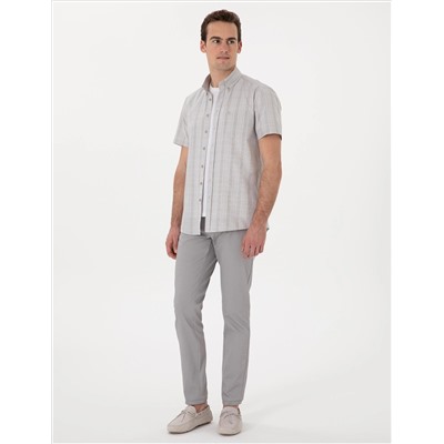Gri Slim Fit Kanvas Pantolon