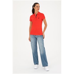 Kadın Kırmızı Basic Polo Yaka Tişört