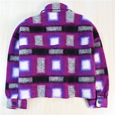 Женское модное однобортное шерстяное пальто с отворотом в клетку из шерстяной смеси с начесом