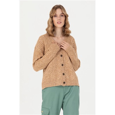 Kadın Kum Melanj Triko Hırka