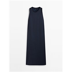 Vestido midi satinado detalle rib