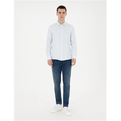 Açık Mavi Slim Fit Uzun Kollu Gömlek