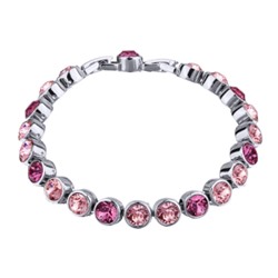 Браслет Теннис (кристаллы SW розовые микс 6мм; покрытие родий) 18-20см, Есть комплект