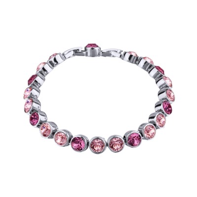 Браслет Теннис (кристаллы SW розовые микс 6мм; покрытие родий) 18-20см, Есть комплект