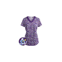 UA Passion Posies Grape Print Scrub Top