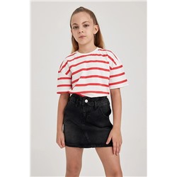 Defacto Kız Çocuk Oversize Fit Desenli Kısa Kollu Tişört B0429A823HS