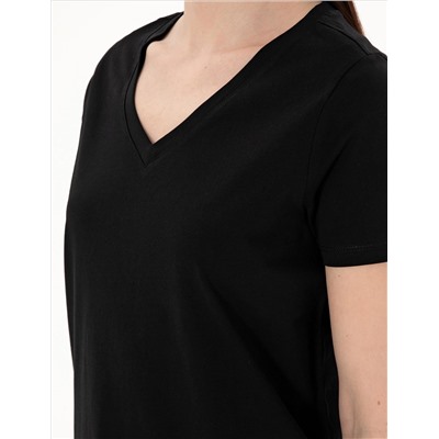 Siyah Regular Fit V Yaka Basic Tişört