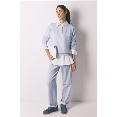 Camiseta manga larga 100% algodón azul