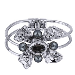 Браслет Грациоза (кристаллы SW темно-серые, Майорка; покрытие родий), Есть комплект