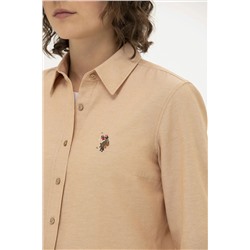 Kadın Camel Uzun Kollu Basic Gömlek