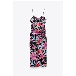 TROPICAL PRINT CORSETRY-INSPIRED DRESS