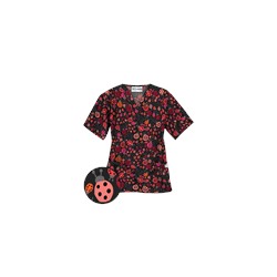 UA Lady Bug Oasis Black Scrub Top
