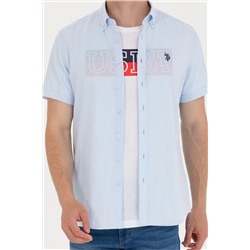 Erkek Açık Mavi Kısa Kollu Gömlek
