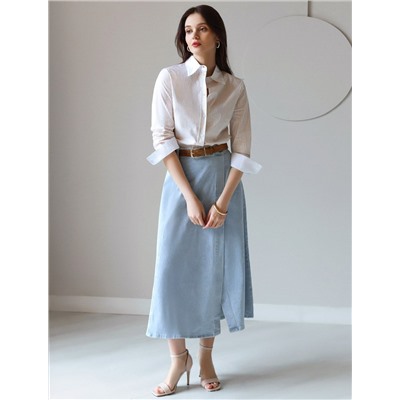 Юбка на запАх из эластичного денима