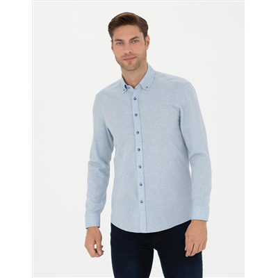 Açık Mavi Slim Fit Uzun Kollu Gömlek