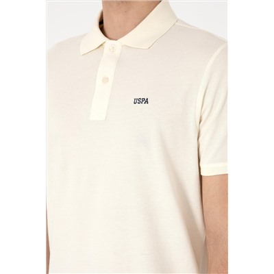 Erkek Regular Fit Polo Yaka Krem Basic Tişört