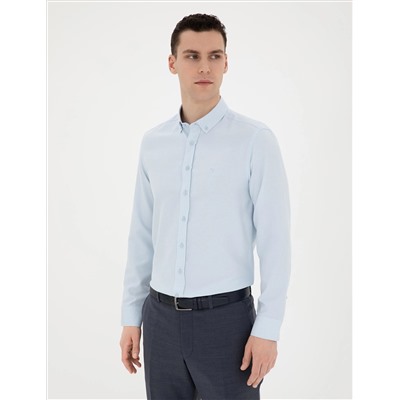 Açık Oxford Mavi Slim Fit Uzun Kollu Gömlek