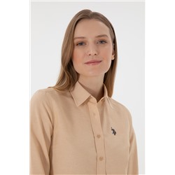 Kadın Camel Uzun Kollu Basic Gömlek