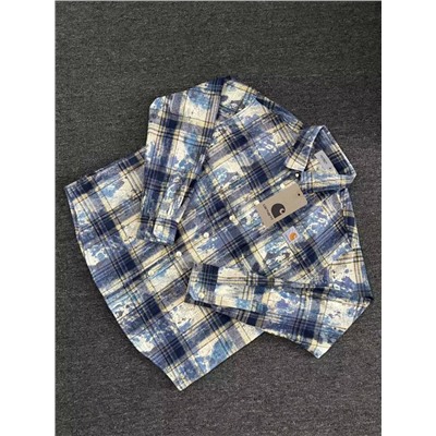 Рубашка в клетку с акварельным рисунком Кархат*т