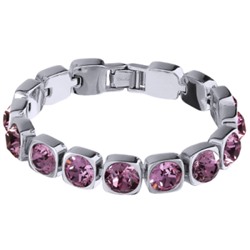 Браслет Теннис (кристаллы SW аметист 8мм; покрытие родий) 17-19см, Есть комплект