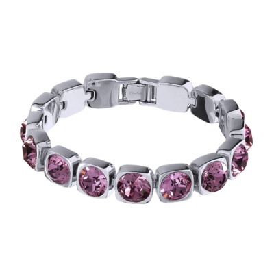 Браслет Теннис (кристаллы SW аметист 8мм; покрытие родий) 17-19см, Есть комплект