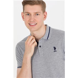 Erkek Gri Melanj Basic Polo Yaka Tişört