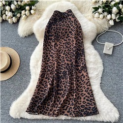 Юбка с леопардовым принтом из плотного атласа