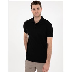 Siyah Slim Fit %100 Pamuk Polo Yaka Basic Tişört