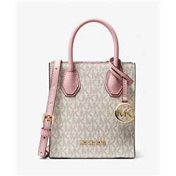 Michael Kors Outlet Mercer Extra-Small Logo and Leather Crossbody Bag