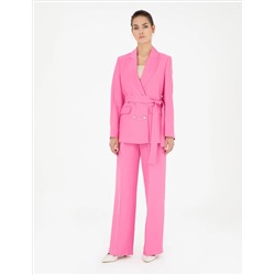 Pembe Keten Karışımlı Kumaş Pantolon