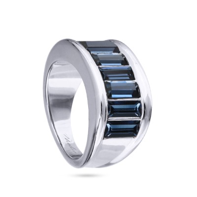 Кольцо Богемия (кристаллы SW темно-синие; покрытие родий), Есть комплект