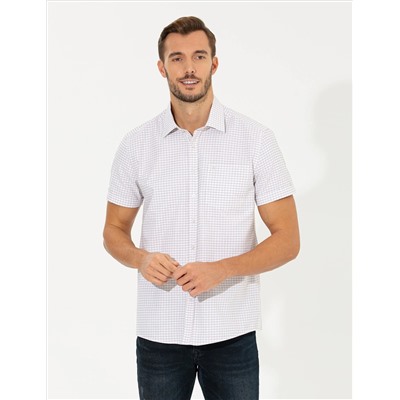 Bej Regular Fit Kısa Kollu Gömlek
