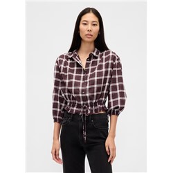 Plaid Tie-Waist Top
