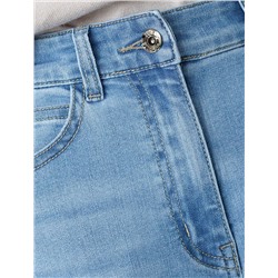 Прямые джинсы с декоративной стиркой из эластичного плотного денима