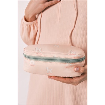 Neceser pequeño rosa estampado perritos