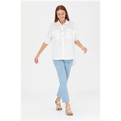 Kadın Ekru Örme Gömlek
