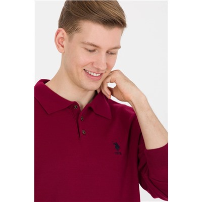 Erkek Bordo Polo Yaka Triko Kazak