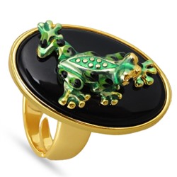 Кольцо Лягушка (эмаль зеленая; покрытие золото), Есть комплект